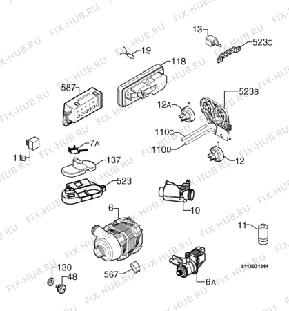 Взрыв-схема посудомоечной машины Privileg 706934_11184 - Схема узла Electrical equipment 268